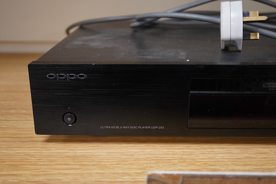 An Oppo Ultra HD 4k Blu-Ray Disc Player UDP-203. Condition - fair to good. No remote control and untested.